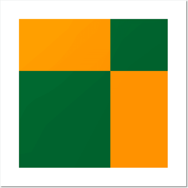 Two Colored Off Centered Square Pattern - Orange and Green - Abstract and Minimal Throw Wall Art by AbstractIdeas